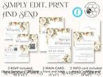 TEMPLETT  
 Hochzeits Einladung Download Boho Herbstblumen Hochzeitskarten Set Vorlage, Sofortdownload Druckbare Einladungen Heimdruck, Einfache Karten10