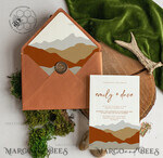 TEMPLETT wedding invitation download Terracotta Mountain wedding invitation template, Instant download Simple Wedding Invites, Forest Wedding Invitation Printable Template, terracotta invites8