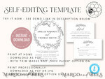 TEMPLETT wedding invitation download Fine Art Wreath wedding Invitations Evite Set Template Instant Download Printable Invites Home Printing Boho Chick Invitation Smartphone Set9