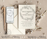 TEMPLETT wedding invitation download Fine Art Wreath wedding Invitations Evite Set Template Instant Download Printable Invites Home Printing Boho Chick Invitation Smartphone Set9