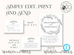 TEMPLETT wedding invitation download Fine Art Wreath wedding Invitations Evite Set Template Instant Download Printable Invites Home Printing Boho Chick Invitation Smartphone Set9