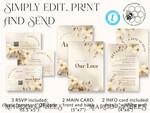TEMPLETT  
 Hochzeits Einladung Download Boho Einfache Vintage Blumen Hochzeitskarten Set Vorlage, Sofortiger Download Druckbare Einladungen Heimdruck, Einfache Hochzeitskarten10