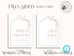 TEMPLETT wedding invitation download Boho Blush Pink wedding Invitations Set Template, Instant Download Printable Invites Home Printing, Simple Wedding Invitation Card, WB1411