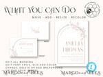 TEMPLETT wedding invitation download Boho Blush Pink wedding Invitations Set Template, Instant Download Printable Invites Home Printing, Simple Wedding Invitation Card, WB1411