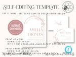 TEMPLETT wedding invitation download Boho Blush Pink wedding Invitations Set Template, Instant Download Printable Invites Home Printing, Simple Wedding Invitation Card, WB1411