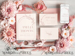 TEMPLETT wedding invitation download Boho Blush Pink wedding Invitations Set Template, Instant Download Printable Invites Home Printing, Simple Wedding Invitation Card, WB1411