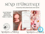 TEMPLETT wedding invitation download Boho Blush Pink wedding Invitations Set Template, Instant Download Printable Invites Home Printing, Simple Wedding Invitation Card, WB1411
