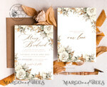 TEMPLETT  
 Hochzeits Einladung Download Boho Herbstblumen Hochzeitskarten Set Vorlage, Sofortdownload Druckbare Einladungen für den Heimdruck, Einfache Karten beige10