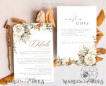 TEMPLETT  
 Hochzeits Einladung Download Boho Herbstblumen Hochzeitskarten Set Vorlage, Sofortdownload Druckbare Einladungen für den Heimdruck, Einfache Karten beige10
