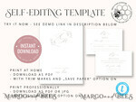 TEMPLETT wedding invitation download Elegant wedding Invitation Template, Simple Instant Download Printable Invites Home Printing, Boho Baby Breath Wedding Invitation Card Set8