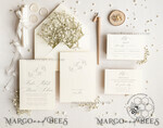 TEMPLETT wedding invitation download Elegant wedding Invitation Template, Simple Instant Download Printable Invites Home Printing, Boho Baby Breath Wedding Invitation Card Set8