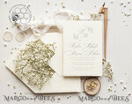 TEMPLETT wedding invitation download Elegant wedding Invitation Template, Simple Instant Download Printable Invites Home Printing, Boho Baby Breath Wedding Invitation Card Set8
