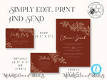 TEMPLETT wedding invitation download Boho fall wedding Invitations Set Template, Instant Download Printable Invites Home Printing,Elegant Terracotta Fine Art Invitation Card Set6