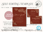 TEMPLETT wedding invitation download Boho fall wedding Invitations Set Template, Instant Download Printable Invites Home Printing,Elegant Terracotta Fine Art Invitation Card Set6