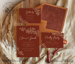 TEMPLETT wedding invitation download Boho fall wedding Invitations Set Template, Instant Download Printable Invites Home Printing,Elegant Terracotta Fine Art Invitation Card Set6