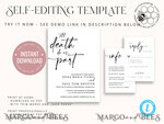 TEMPLETT wedding invitation download Black wedding invitation template, Instant download tarot Wedding Invites, Goth Wedding Invitation Printable Template, skeleton invites8