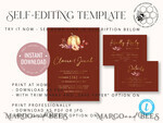 TEMPLETT wedding invitation download Elegant boho fall wedding Invitations Set Template, Instant Download Printable Invites Home Printing,  Autumn Fine Art Invitation Card Set7