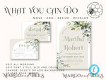 TEMPLETT wedding invitation download Boho Arch wedding Invitations Evite Set Template, Instant Download Printable Invites Home Printing, Sage Green Garden Invitation Set WBoho1510