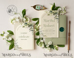 TEMPLETT wedding invitation download Boho Arch wedding Invitations Evite Set Template, Instant Download Printable Invites Home Printing, Sage Green Garden Invitation Set WBoho1510