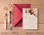 TEMPLETT wedding invitation download Modern Rustic wedding Invitations Set Template, Instant Download Printable Invites Home Printing, Simple Boho Wedding Invitation Card Set9