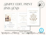 TEMPLETT wedding invitation download passport wedding invitation template, Instant download destination Wedding Invites, travel  Printable Template  Invitations, boarding pass7