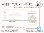 TEMPLETT wedding invitation download passport wedding invitation template, Instant download destination Wedding Invites, travel  Printable Template  Invitations, boarding pass7
