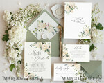 TEMPLETT wedding invitation download Floral wedding Invitations Set Template, Instant Download Printable Invites Home Printing, Simple Boho Wedding Invitation Card Set WRoses559