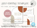 TEMPLETT wedding invitation download Burnt Orange Arch wedding Invitation Set Template, Instant Download Printable Invites Home Printing, Simple Boho Wedding Invitation Card Set, rust inviation template , copper fall invites instant download template online evite set 11