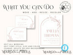 TEMPLETT wedding invitation download Elegant Blush wedding Invitation Template, Instant Download Printable Invites Home Printing, Pink Boho Wedding Invitation Card Set Template8