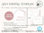 TEMPLETT wedding invitation download Elegant Blush wedding Invitation Template, Instant Download Printable Invites Home Printing, Pink Boho Wedding Invitation Card Set Template8