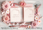 TEMPLETT wedding invitation download Elegant Blush wedding Invitation Template, Instant Download Printable Invites Home Printing, Pink Boho Wedding Invitation Card Set Template8