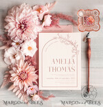 TEMPLETT wedding invitation download Elegant Blush wedding Invitation Template, Instant Download Printable Invites Home Printing, Pink Boho Wedding Invitation Card Set Template8
