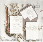 TEMPLETT wedding invitation download Modern Beige wedding Invitation Template, Elegant Instant Download Printable Invites Home Printing, Boho Cherry Wedding Invitation Card Set10