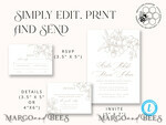 TEMPLETT wedding invitation download Modern Beige wedding Invitation Template, Elegant Instant Download Printable Invites Home Printing, Boho Cherry Wedding Invitation Card Set10