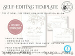 TEMPLETT wedding invitation download Modern Beige wedding Invitation Template, Elegant Instant Download Printable Invites Home Printing, Boho Cherry Wedding Invitation Card Set10