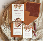 TEMPLETT wedding invitation download Boho fall wedding Invitations Set Template, Instant Download Printable Invites Home Printing, Terracotta Autumn Fine Art Invitation Card Set7