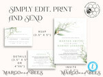TEMPLETT wedding invitation download Sage Green wedding invitation template, Instant download Greenery Wedding Invites, Modern Garden Wedding Invitations Set Printable6
