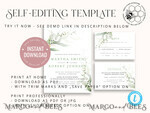 TEMPLETT wedding invitation download Sage Green wedding invitation template, Instant download Greenery Wedding Invites, Modern Garden Wedding Invitations Set Printable6