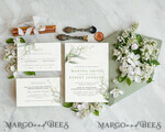 TEMPLETT wedding invitation download Sage Green wedding invitation template, Instant download Greenery Wedding Invites, Modern Garden Wedding Invitations Set Printable6