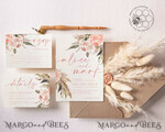 TEMPLETT wedding invitation download Elegant Boho wedding Invitations Set Template, Instant Download Printable Invites Home Printing, Simple Boho Wedding Invitation Card Set7