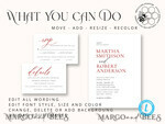 TEMPLETT wedding invitation download Minimalist Maroon wedding invitation template, Instant download Invite, Printable Invites For Home Printing, Burgundy wedding invitations7