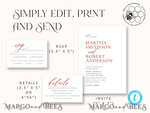 TEMPLETT wedding invitation download Minimalist Maroon wedding invitation template, Instant download Invite, Printable Invites For Home Printing, Burgundy wedding invitations7