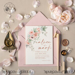 TEMPLETT wedding invitation download Elegant Rustic wedding Invitations Set Template, Instant Download Printable Invites Home Printing, Simple Boho Wedding Invitation Card Set7
