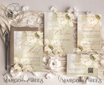 TEMPLETT wedding invitation download Elegant Vintage Flowers Paintig Oil wedding Invitations Set Template, Instant Download Printable Invites Home Printing, Simple Wedding Cards11