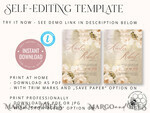 TEMPLETT wedding invitation download Elegant Vintage Flowers Paintig Oil wedding Invitations Set Template, Instant Download Printable Invites Home Printing, Simple Wedding Cards11
