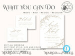 TEMPLETT wedding invitation download Boho Beige wedding Invitations Set Template, Instant Download Printable Invites Home Printing, Simple Wedding Invitation Card, WBoho179