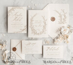 TEMPLETT wedding invitation download Boho Beige wedding Invitations Set Template, Instant Download Printable Invites Home Printing, Simple Wedding Invitation Card, WBoho179