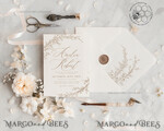TEMPLETT wedding invitation download Boho Beige wedding Invitations Set Template, Instant Download Printable Invites Home Printing, Simple Wedding Invitation Card, WBoho179
