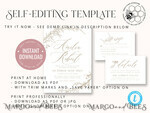 TEMPLETT wedding invitation download Boho Beige wedding Invitations Set Template, Instant Download Printable Invites Home Printing, Simple Wedding Invitation Card, WBoho179