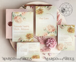 TEMPLETT wedding invitation download Romantic Vintage Flowers wedding Invitations Set Template, Instant Download Printable Invites Home Printing, Simple Cards10